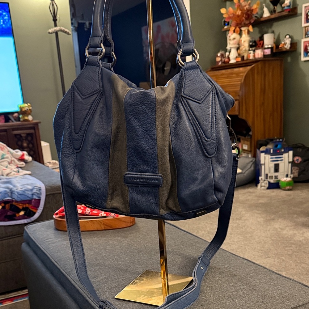Liebeskind Navy and Charcoal Shoulder Bag